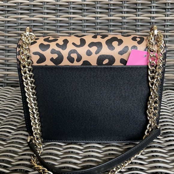 Kate Spade NY remi graphic leopard print pattern flap chain crossbody - Picture 7 of 16
